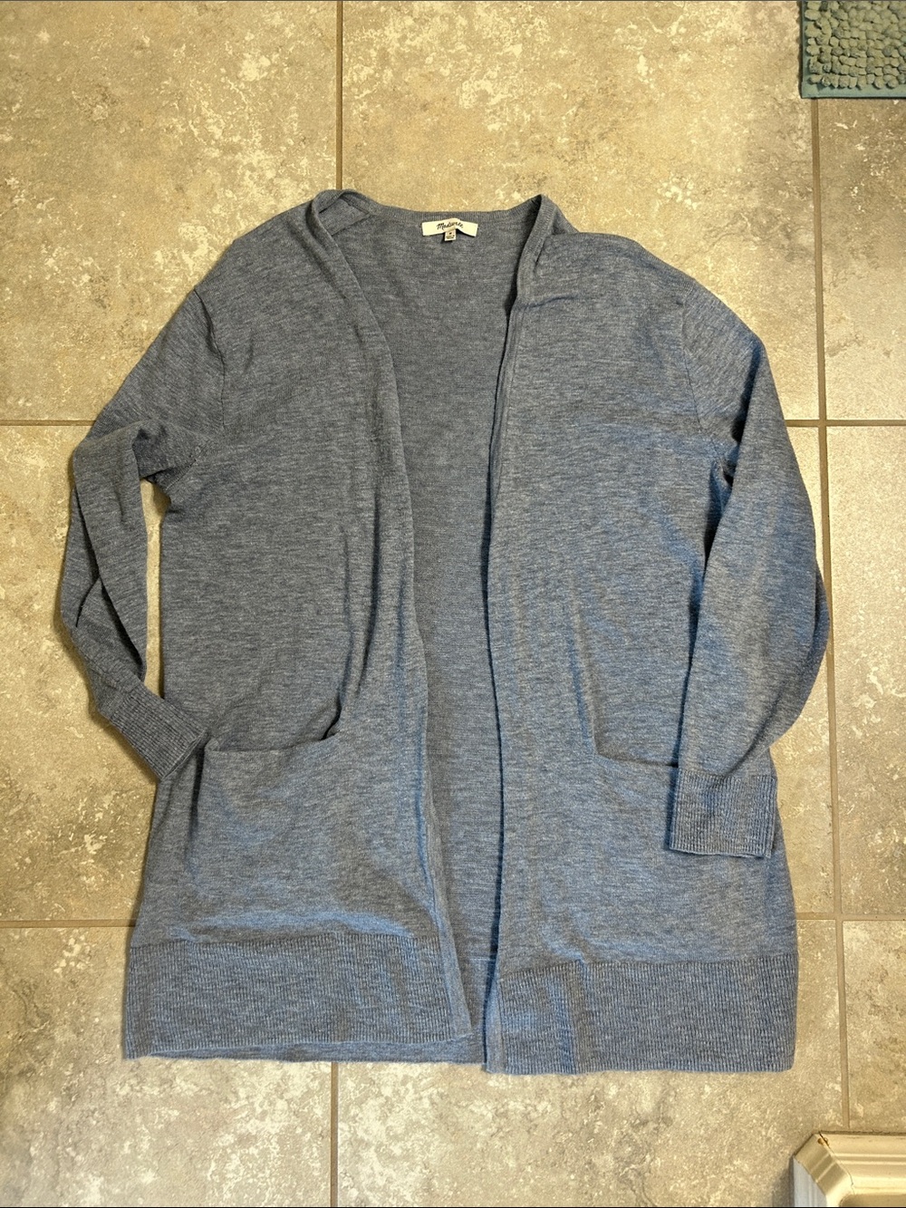 Madewell Blue Open-Front Knit Cardigan